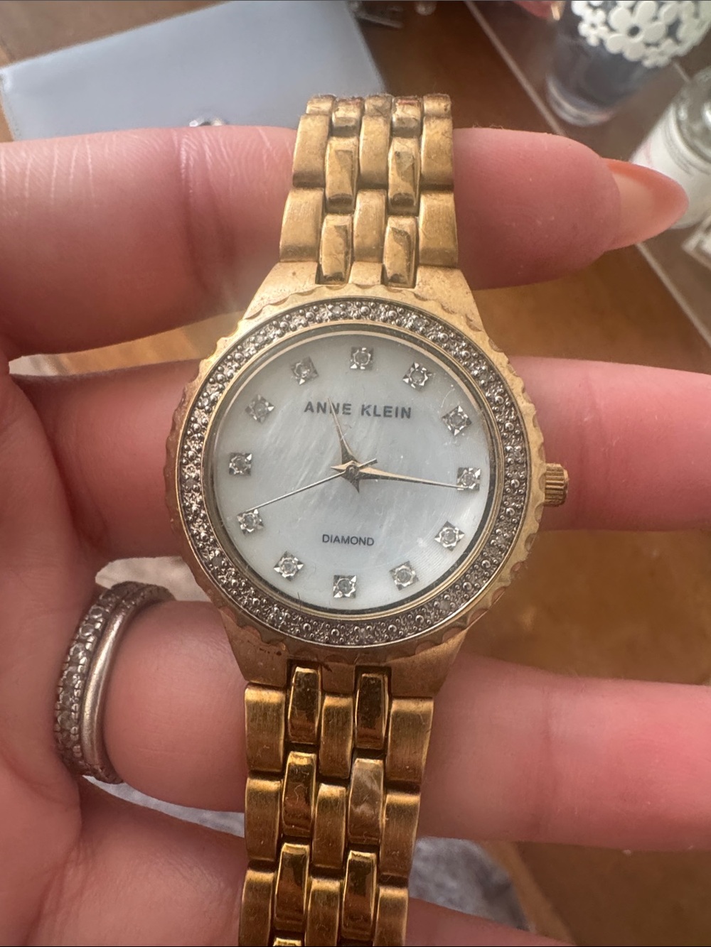 Anne Klein Gold-Tone Crystal Accent Bracelet Watch